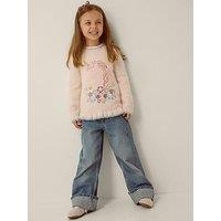 Monsoon Girls Unicorn Eyelash Jumper - Light Cream