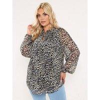 Yours Curve Frill Neck Lined Blouse - Black
