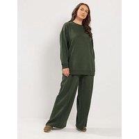 Yours Curve Crew Neck Sweatshirt And Trouser Set 28 - Green