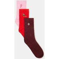 Accessorize Womens 3 Pairs Christmas Embroidered Soft-Knit Socks Box Set