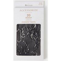 Accessorize Womens 20 Denier Lace Control Top Tights - Black