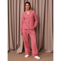 Threadbare Womens Button-Down Soft Cotton Gingham Pyjama Set - Red