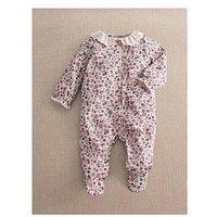 Mamas & Papas Baby Girls Ditsy Floral Print Frill Sleepsuit - Pink