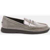 Yours Curve Extra Wide Fit Faux Leather Flatform Loafers - Grey