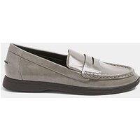 Yours Curve Wide Fit Faux Leather Flatform Loafers - Grey