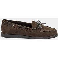 Yours Curve Extra Wide Fit Faux Suede Bow Boat Shoes - Brown