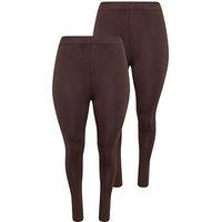 Yours Curve 2 Pack Legging - Brown