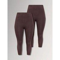 Yours Curve 2 Pack Crop Legging - Brown