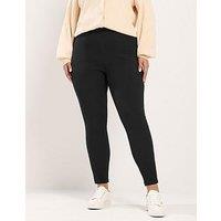 Yours Curve Ribbed Leggings - Black