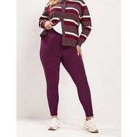 Yours Curve Ribbed Leggings - Red