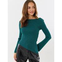Threadbare Womens Asymmetric Ribbed Jumper - Green