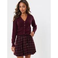Threadbare Womens Tie Belt Pleated Mini Skirt - Purple