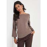 Threadbare Womens Soft Slash Neck Relaxed Jumper - Brown