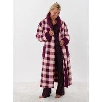 Threadbare Borg Dressing Gown In Plum Check