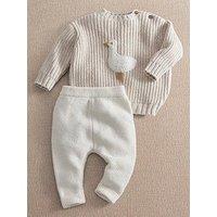 Mamas & Papas Baby Unisex 2 Piece Duck Knitted Jumper & Leggings - Beige
