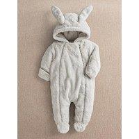 Mamas & Papas Baby Unisex Faux Fur Pramsuit With Bunny Ears - Grey
