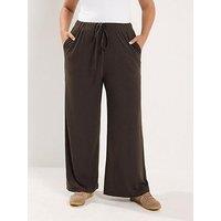 Yours Curve Ribbed Pull On Wide Leg Trouser 28"