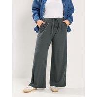 Yours Women'S Curve Ribbed Pull-On Trousers 30" - Grey