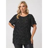Yours Curve 3D Abstract Top - Black