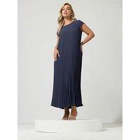 Yours Curve Pleated Maxi Dress - Blue