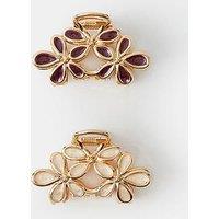 Accessorize 2 Pack Pearl Flower Claw Hair Clip Set - Cream