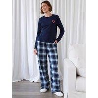 Threadbare Ladies Trevor Gingerbread House Check Pj - Navy