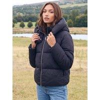 Threadbare Womens Showerproof Funnel Neck Puffer Coat - Black