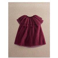 Mamas & Papas Baby Girls Pleated Cape Dress - Dark Red