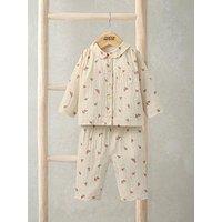 Mamas & Papas Baby Girls Woven Rose Print Pyjamas - Beige