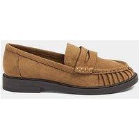 Yours Curve Extra Wide Fit Faux Suede Loafers - Brown
