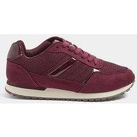 Yours Curve Extra Wide Fit Side Stripe Lace Up Trainers - Red
