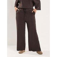Yours Curve Jersey Wide Leg Leggings - Brown