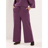 Yours Curve Cotton Wide Leg Legging (Short Leg) - Purple