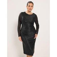 Yours Womens Curve Twist Front Midi Dress - Black