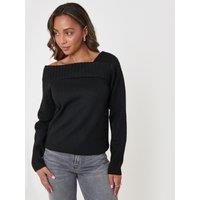 Threadbare Womens Asymmetric Slash Neck Jumper - Black