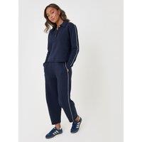 Threadbare Polo Collar Barrel Leg Lounge Set In Navy