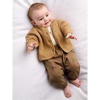 Mamas & Papas Baby Unisex 3 Piece Snail Quilted Jacket Bodysuit & Joggers Outfit Set - Beige