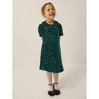 Monsoon Girls Esmeralda Sequin Collar Dress - Green