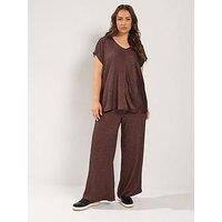 Yours Curve Wide Leg 30 Trousers - Brown