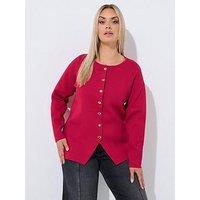 Yours Curve Compacted Knit Cardigan - Red