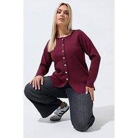 Yours Curve Compacted Knit Cardigan - Red