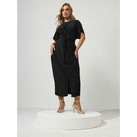 Yours Curve Knot Front Dress - Black