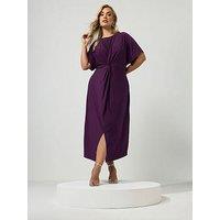 Yours Curve Knot Front Dress - Purple
