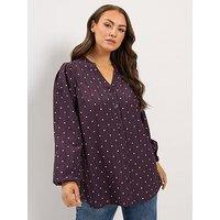 Yours Curve Textured Notch Neck Top - Purple