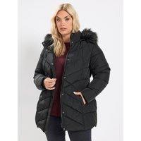 Yours Curve Short Padded Coat - Black