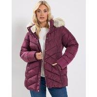 Yours Curve Short Padded Coat - Red