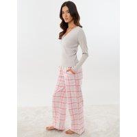 Threadbare Ladies Harietty Tib Top Check Bottom Set - Grey