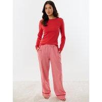 Threadbare Womens Harvini Soft Rib Gingham Check Pyjama Set - Red