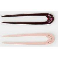 Accessorize 2 Pack Sparkle French Hair Pin Set - Red
