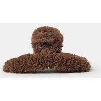 Accessorize Faux Fur Hair Claw Clip - Brown